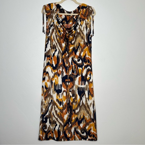 Tory Burch 100% Silk Ikat Multicolor Sleeveless Midi Dress Size Medium - Picture 1 of 10